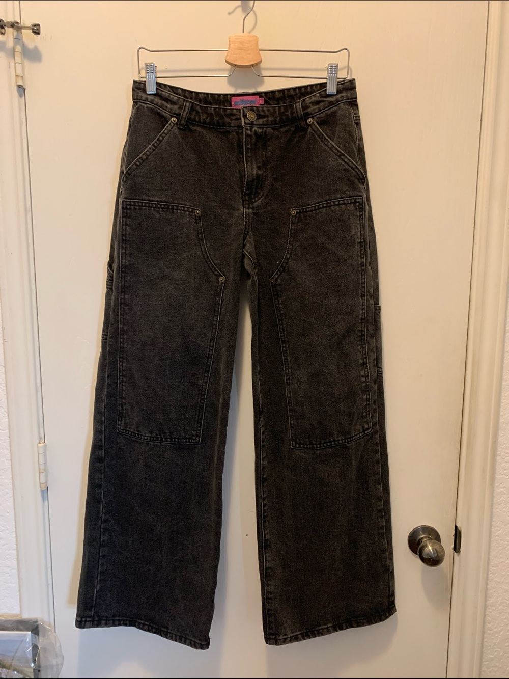 Edikted Black Washed Relaxed Carpenter Jeans